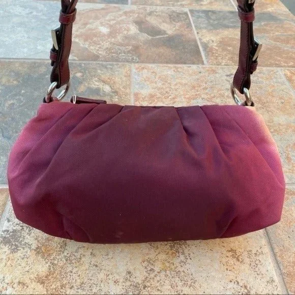 SOLD Prada Burgundy Nylon Pleated Tessuto Ombre Handbag - Picture 6 of 13